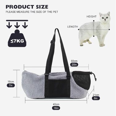 PETCUTE Сумка-переноска для собак та котів, сіра, з регульованим дном та безпечною повідком