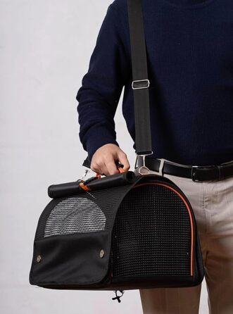 Переносна сумка для котів та маленьких собак BRAVE PAWS – схвалена авіакомпаніями, дихаюча та складна – ідеальна для подорожей (Чорний)