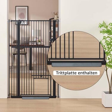 Кітниця UniPaws для дверей, 142 см, з дверцятами для котів, ширина 95–105 см, для собак та котів, для сходів та дверей, білий колір (чорний, ширина 79-95 см)