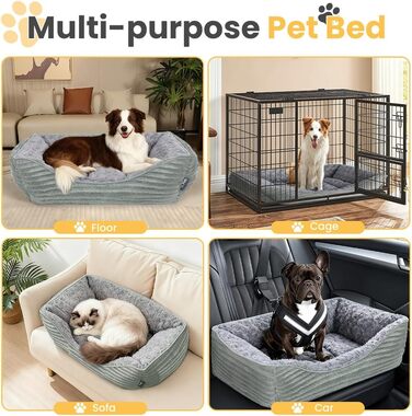 Ківш для собак великих порід, котячий лежак, миється, пухнастий, м'який та теплий, сірий, 90*68*19 см XL