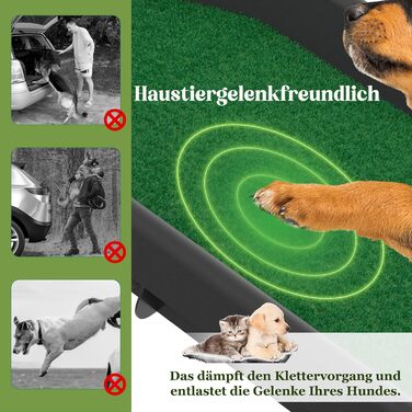 Рампа для собак у машину, складана, з пластику, 156x40 см. Підходить для автомобіля та ліжка, до 90 кг. Рампа для собак з штучним газоном, 79x40x19 см