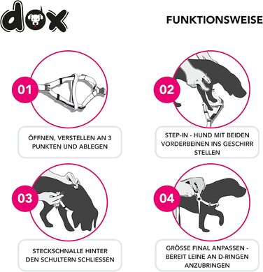 DDOXX нейлоновий шлея-ремінь для собак, регульований, для цуценят і дорослих, розмір XXS, рожевий