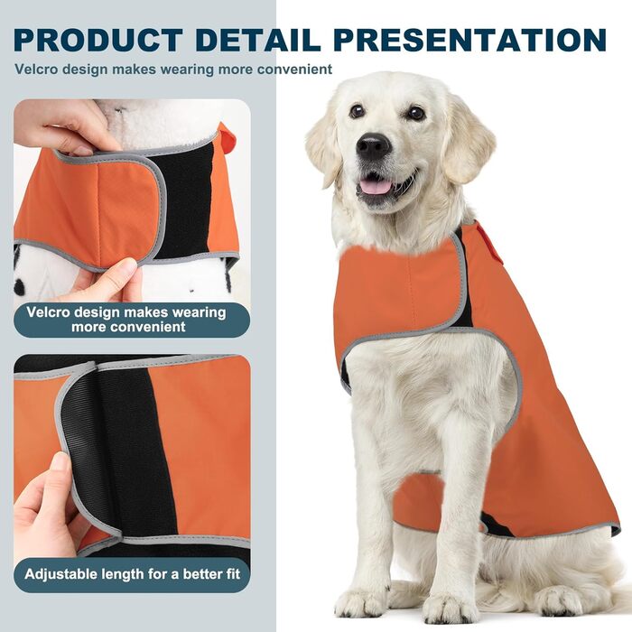 Водонепроникний собачий дощовик Yfbrite, теплий дощовик для собак, розмір M (L, помаранчевий)