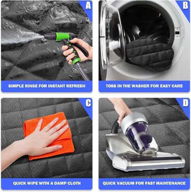 Авточохол на сидіння для собак, задній ряд, 60/40, XL, 155 см, чорний