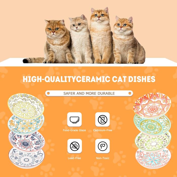 Набір мисок для котів з кераміки (8 шт.) - миски для корму, годівниці для котів, керамічні миски для котів