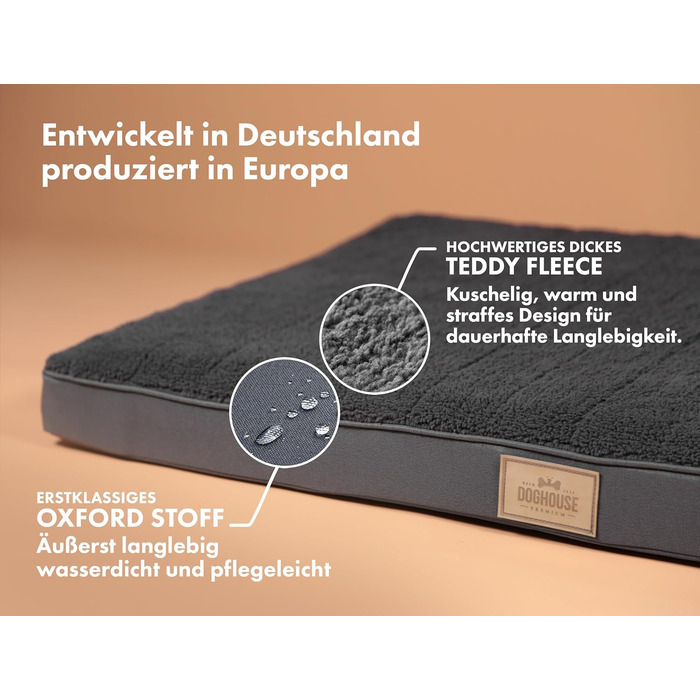 Килимок для собак середніх порід 100x65x9 см, м'який, зручний, легко миється, розмір M (77x51x9 см), колір антрацит