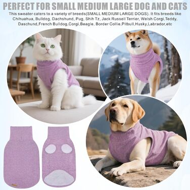 Светр для собак Mosucoirl: теплий пуловер, толстовка-світшот для маленьких, середніх та великих собак XS-4XL (3XL, фіолетовий)