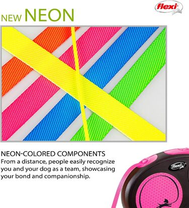 Повідок-рулетка Flexi New Neon рожевий M, 5 м, для собак