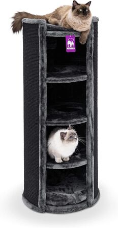 Когтеточка-бочка Petrebels Superdome XXL 120 см, преміум, для великих котів, чорна, діаметр 50 см, підвищена стійкість, дизайнерська