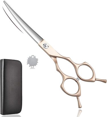 Професійна вигнута ножиця для собак 7 дюймів - ножиці для грумінгу з ергономічною ручкою, регульованим гвинтом, для собак, котів та інших тварин