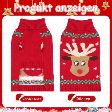 Теплий пуловер для собак Hylyun на Різдво: олень, сніжинка, з повідком, ростовки від S до 3XL