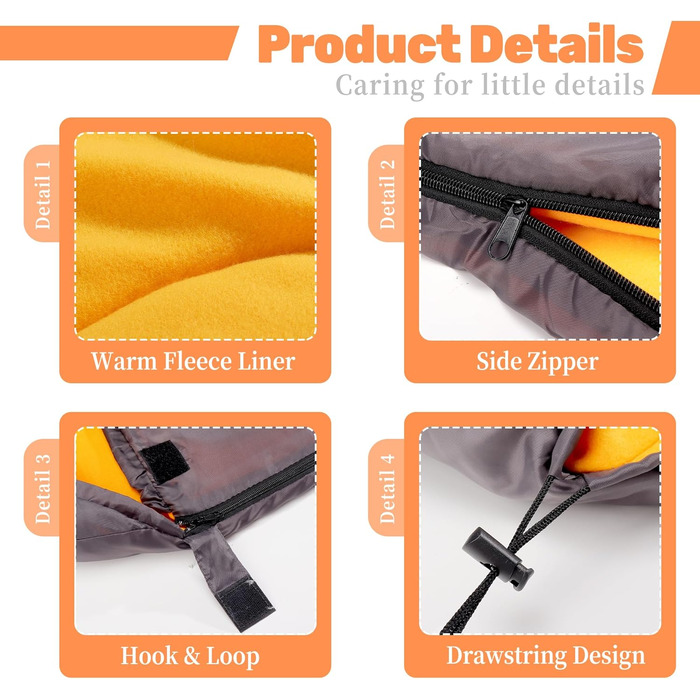 Спальний мішок для собак Lifeunion, водонепроникний, теплий, компактний, для подорожей, кемпінгу, хайкінгу, рюкзакових походів (Сірий + Оранжевий)