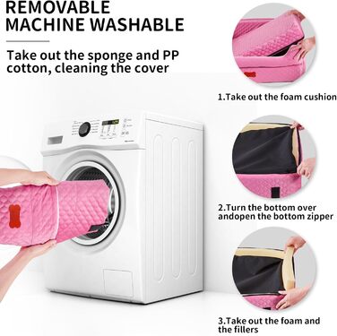 Автокрісло для собак великих та середніх порід – підйомник з memory foam для собак вагою до 25 кг або 2 маленьких собак, знімний та пральний лежак з товстим матрацом та кишенями для зберігання, Рожевий, Large Pink