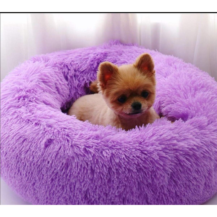 Кругле собаче ліжко великого розміру з двостороннім подушкою M~XXL, для дому та на вулицю, ліжко-корзина для собак, диван для собак, миється та водонепроникне, 70x70 см, ліловий