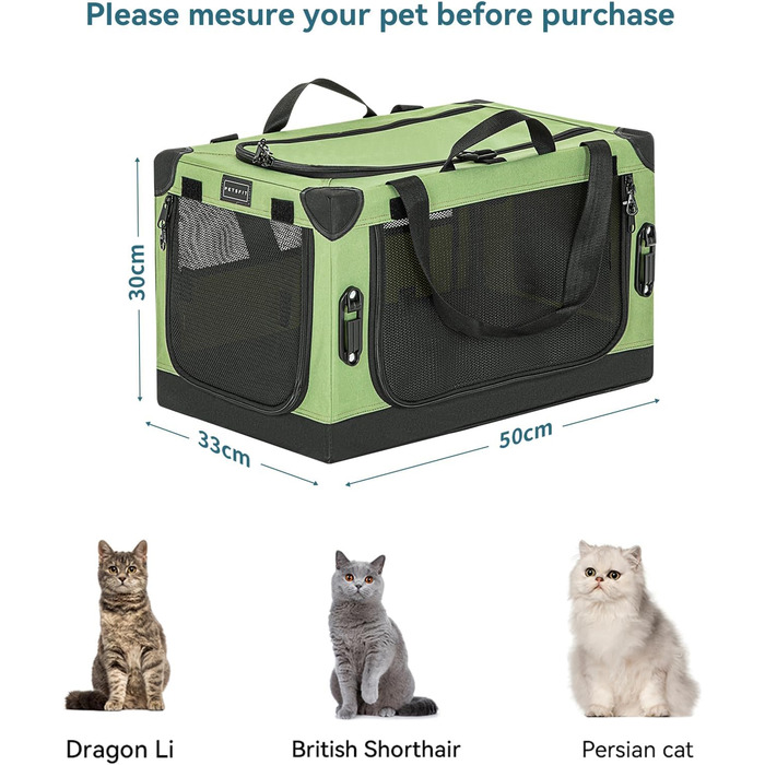 Складана транспортна сумка Petsfit для собак і котів, дорожня переноска для авто, з посиленими швами, безпечними застібками та регульованим чохлом