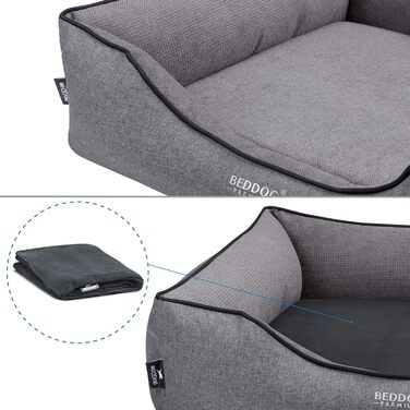 Преміум ортопедичне ліжко для собак BedDog Clara, м'яке ліжко-кімнатна подушка знімним чохлом, ковдра в подарунок - Rock (сірий) L 110 x B 75 x H 25 см ROCK (сірий)
