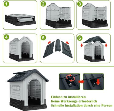NAIZY Будинок для собак з дахом-люком, 80x71 см, PP, для внутрішнього та зовнішнього використання, зимостійкий, вентильований, XL