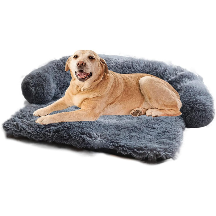 Крісло-ліжко для собак PETCUTE, м'яка подушка для собак, ковдра знімний чохол, нековзна підставка, миється, захист багажника, круглі кути - темно-сірий