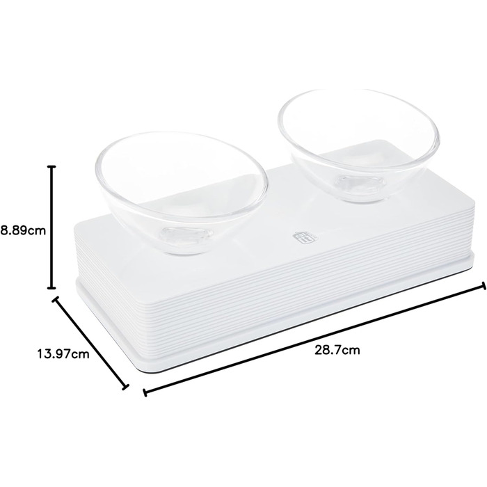 Миска для котів Catit Style Glass Diner, скляна, піднята, чорна глянцева, 2 x 200 мл (біла глянцева)