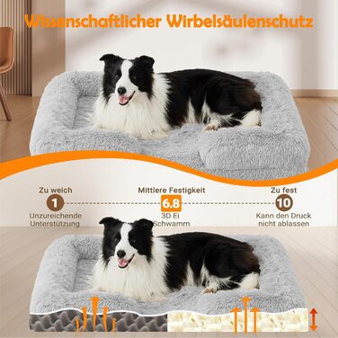 Ортопедичне ліжко для собак великих порід: тепле, неслизьке, стійке до укусів. Яйцеподібне поролонове ліжко-подушка для собак, знімний помпон, килимок для собак. Чудовий подарунок для любителів собак на зиму. Колір: сірий, розмір: L