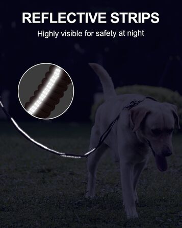 Тактична повідок для собак Joytale, еластична повідок з 2 м'якими ручками, страхувальний ремінь для автомобіля, повідок без ривка для собак середніх, великих та екстра-великих порід (1.2м-1.8м, коричнева)