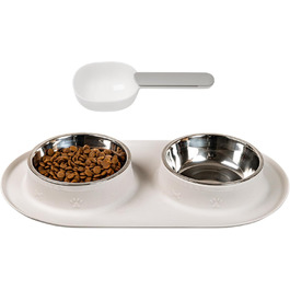 Набір мисок для кота та собаки LAOPET: миска для води та корму, нержавіюча сталь, силіконова підставка, ложка