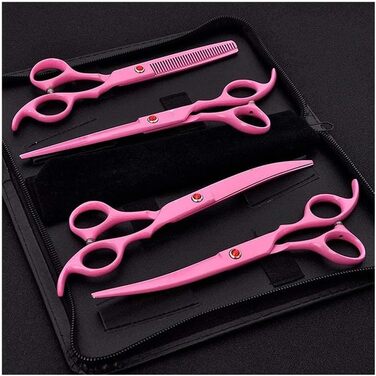 Професійна ножиця для собак, вигнута, рожева - ножиці для грумінгу