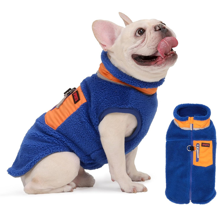 Зимова куртка для собак FeiaX Ware з флісу, тепла жилетка для собак, одяг для собак, жилетка для цуценят для маленьких та середніх собак (Блакитний, XXL)