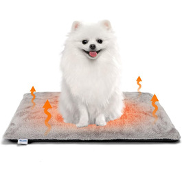 Nobleza Самогріюча килимок для собак та котів, зігріваючий килимок для домашніх тварин, зимовий, з memory foam, знімний м'який плюшевий чохол, сірий, 91x58x4 см (61x46x4 см)