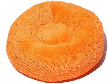 Кругле ліжко для собак FANSU, м'яке плюшеве ліжко-софа для собак та котів, антиковзаюча база, розмір та колір обираються (100см, помаранчевий)