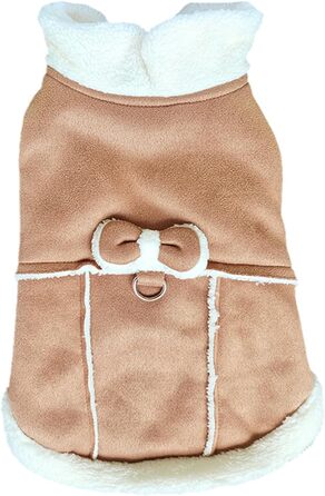 Теплий зимовий одяг для собак Jecikelon: рожевий/хакі, XS, з коміром-гетром, з кільцем для повідка, з флісовою підкладкою