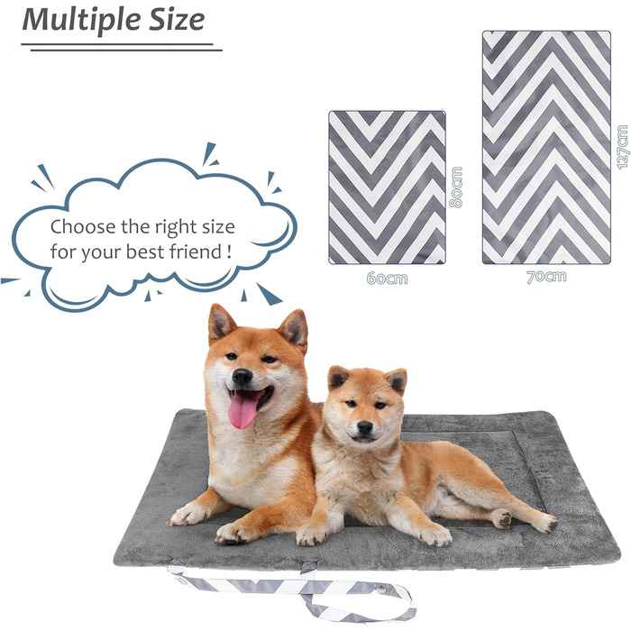 Водонепроникний килимок для котів та собак Kritter Planet, складаний, миючий, для відпочинку на природі, у подорожах, кемпінгу. Маленький/середній, 80 x 60 см (сірий хвилястий)