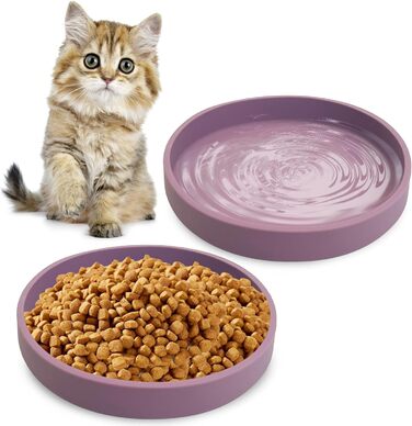 Набір мисок для котячого корму Apatal з силікону, 15 см, набір з 2 мисок, для сухого та вологого корму, фіолетовий колір