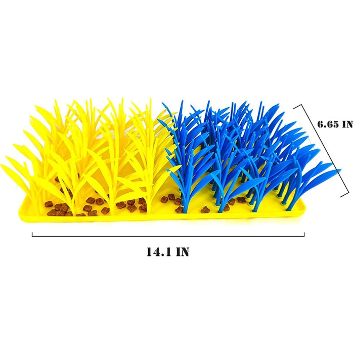 Килимок-іграшка для котів та собак VirgoCCY з силікону, килимок для нюхання, повільний миска, інтерактивний килимок для собак та котів, навчання носом (блакитний та жовтий, один розмір)