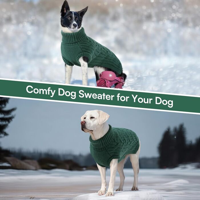 Светр для собак Queenore: в'язаний водолазка для джек-расселів, коргі, бульдогів (XS, зелений)