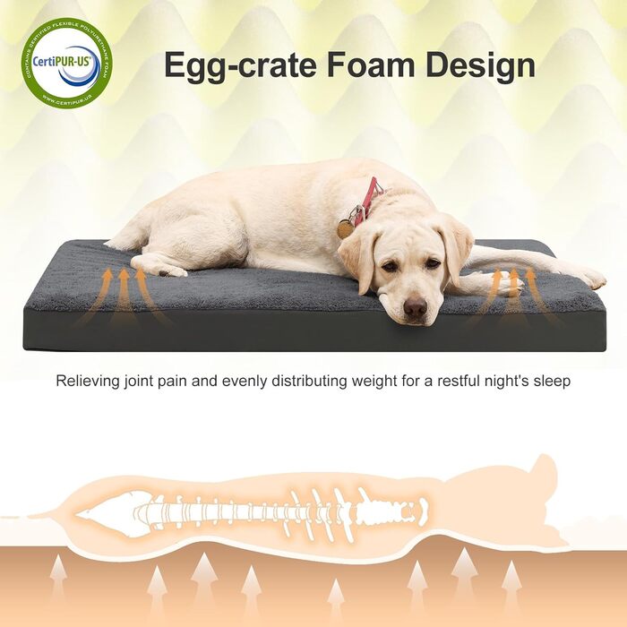 Ортопедичне ліжко для собак на зиму та літо з знімною, пральною наволочкою, 104*68*8 см, сірого кольору