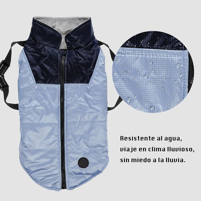 Водонепроникна куртка для собак, тепла куртка для собак з кільцем для повідка - синій/темно-синій, XL