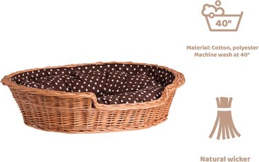 Плетений кошик з лози для собак і котів 60x43 см з подушкою