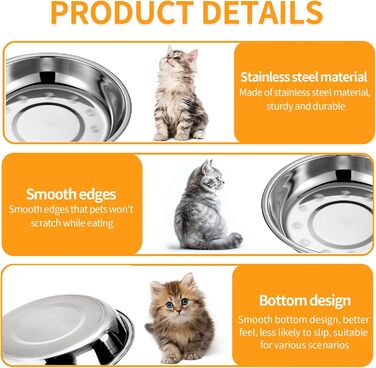 Набори мисок для котів та собак з нержавіючої сталі, 16 см, 6 шт.