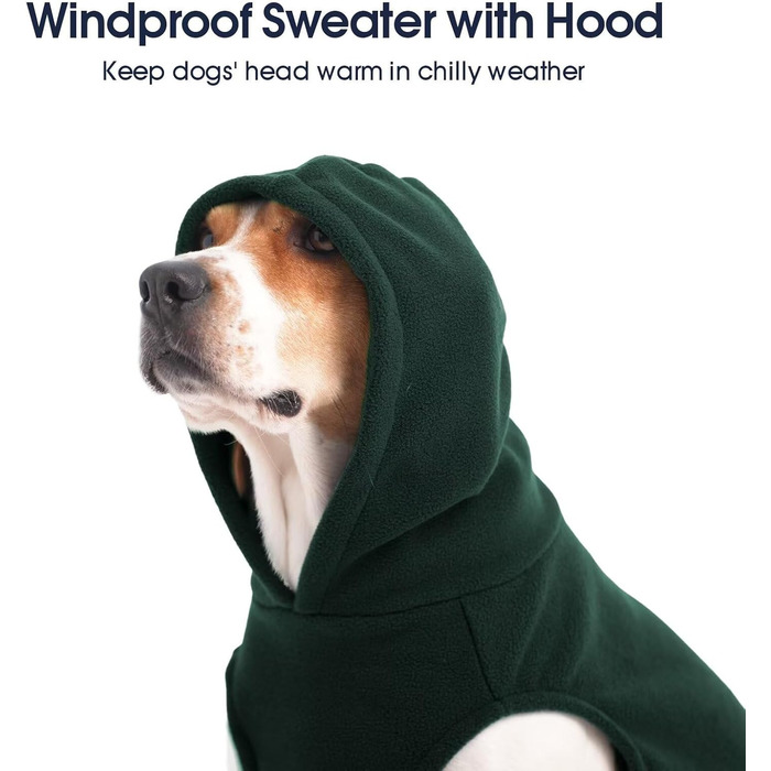 Світшот для собак IECOii з капюшоном, теплий пуловер для собак середнього розміру, зелений