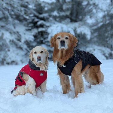 Водонепроникний собачий одяг OneTigris STORMWALL для великих собак, чорний, з флісовою підкладкою та регульованою довжиною, з відбиваючими елементами та коміром з хутра, для прогулянок на природі, розмір L (27-41 кг)