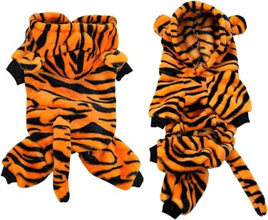 Костюм динозавра для собак, зимовий халат для цуценят, теплий капюшон для собак, теплий одяг для домашніх тварин на зиму, на Хелловін, на Різдво, розмір L, (X-Large, помаранчевий/червоний в смужку (Sunset Chevron))