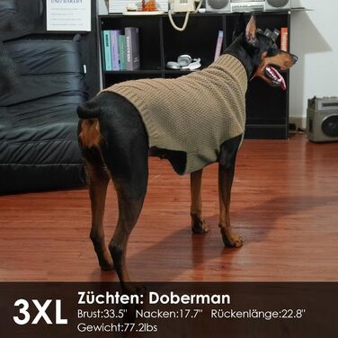 Світер для собак, теплий плед для великих собак, в'язаний плед для собак, теплий плед для собак на зиму, флісовий плед для добермана, хакі, 2XL XXL хакі