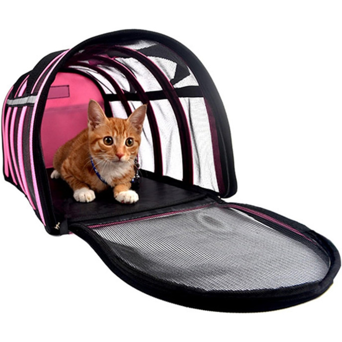 Транспортна сумка для тварин ITODA: переноска для собак та котів, рожева, L (35x23x21 см)