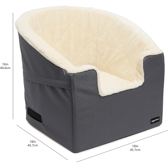 Підвищена автосидіння для тварин Amazon Basics, великий розмір, 45,7 x 55,8 x 40,6 см (сірий, маленький)