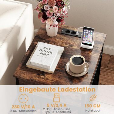 Клітка для собак COSTWAY з зарядною станцією, ящиком та металевими трубами, вінтажний колір, 50x60x64 см