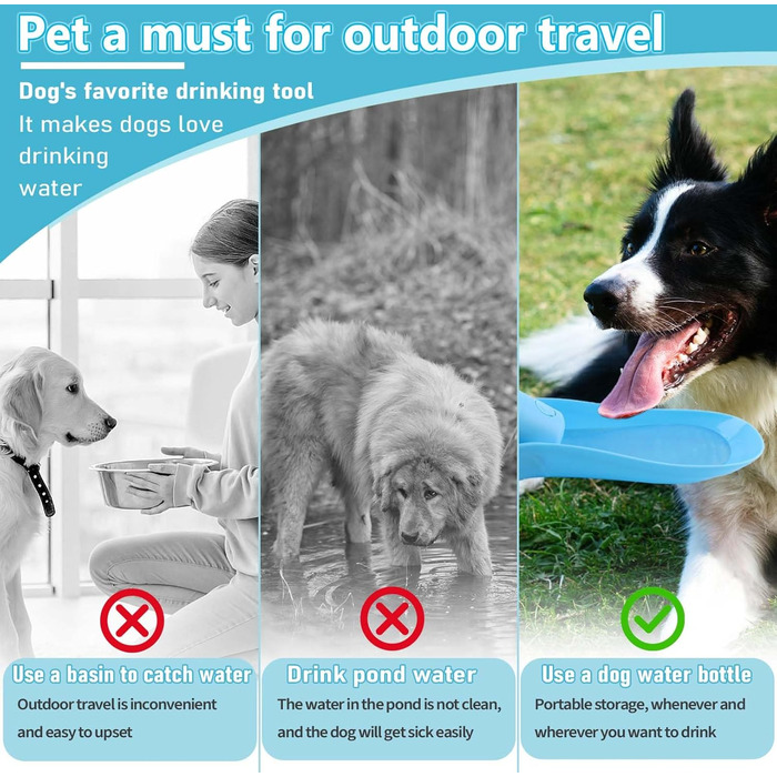 Водяна пляшка для собак Taozoey 750 мл, антибактеріальна, не протікає, для подорожей, прогулянок, кемпінгу (зелена/блакитна)