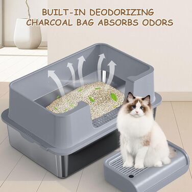 Котячий туалет з високими стінками Scirove XL з кришкою