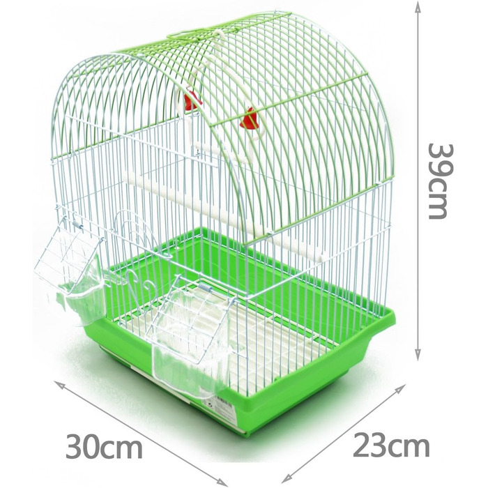 Клітка для птахів BPS металева з годівницею та поїлкою, мала, 30x23x39 см, кольори асорті