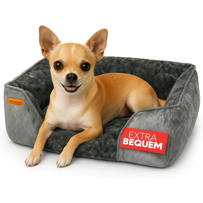 Зручне ліжко для собак - м'яке, комфортне, миється, з антиковзаючим покриттям, наповнювач PP Cotton та подрібнений пінопласт, міцний дизайн, для маленьких собак, сірий колір, розмір S